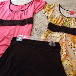 Blouse & Skirt outfit, brown color scheme