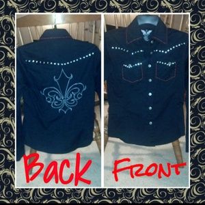 Rifessi studded long sleeve western top