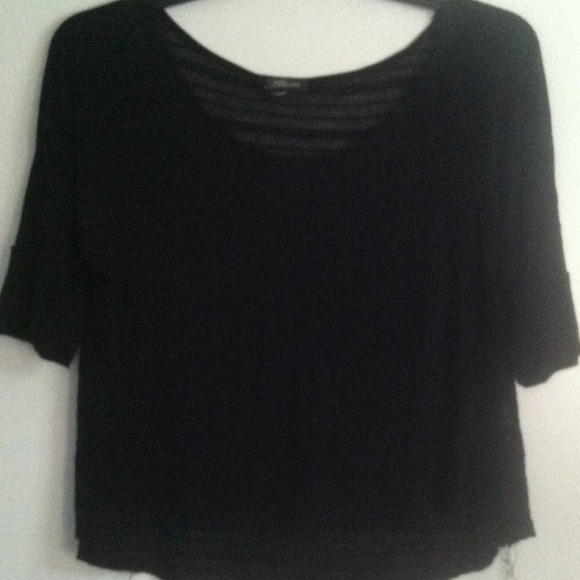 Black see through striped top - Picture 1 of 2