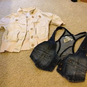 Cropped khaki jacket & denim vest! $5 each