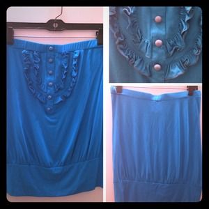 Turquoise Ruffled Tube Top