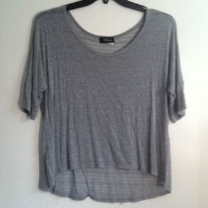 Grey see through striped top