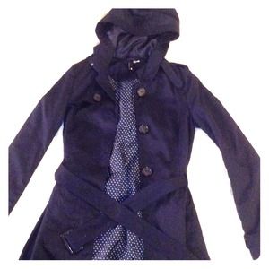 Lightweight Navy Trench coat with hood