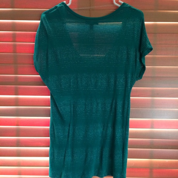 Jade green scoop neck with silver threading - Picture 3 of 4