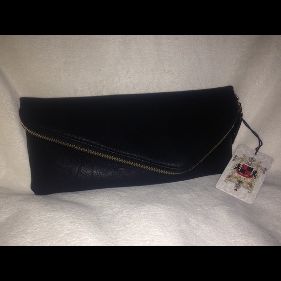 Black leather clutch