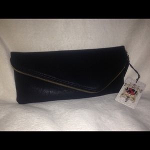 Black leather clutch