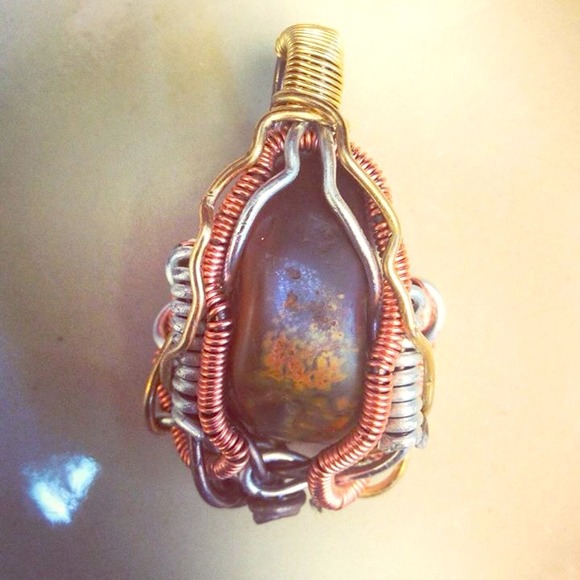 Wire wrapped stone pendant