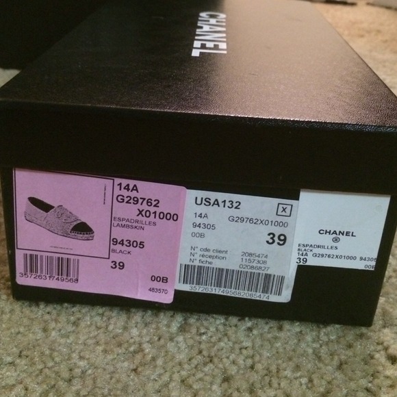 SOLD!! 2014 Chanel Espadrilles Black Leather Sz 39 - Picture 4 of 4