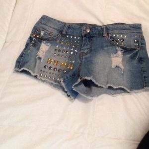 Studded Denim Cutoffs