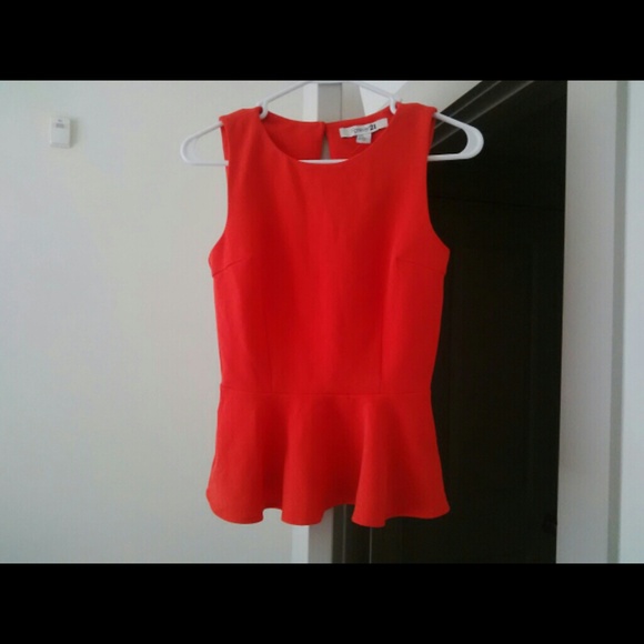 SOLD Forever 21 Orange Peplum Top Size Small - Picture 2 of 3