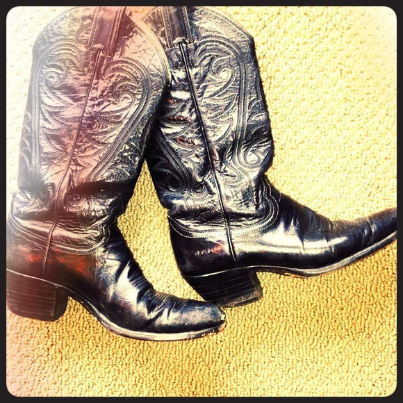 Black Justin Vintage Cowboy Boots