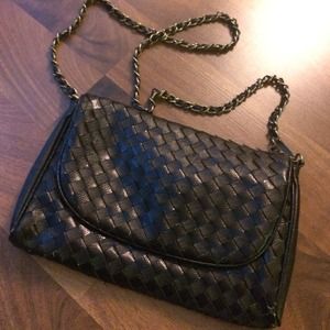 Black woven leather crossbody bag!
