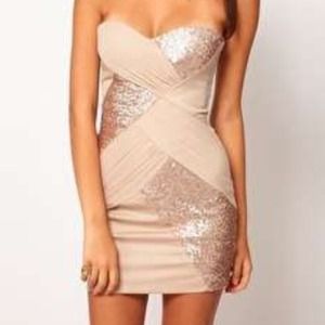 Sequin ruched strapless dress - Reduced!
