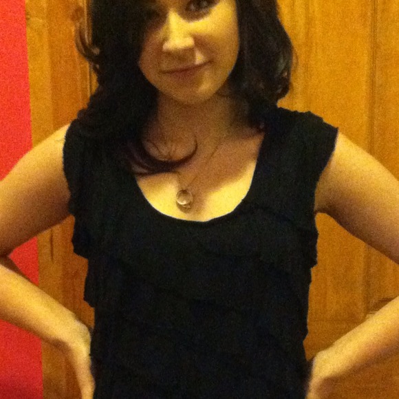 iZ BYER black slanted ruffle t-shirt
