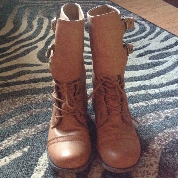 Cognac Combat Boots