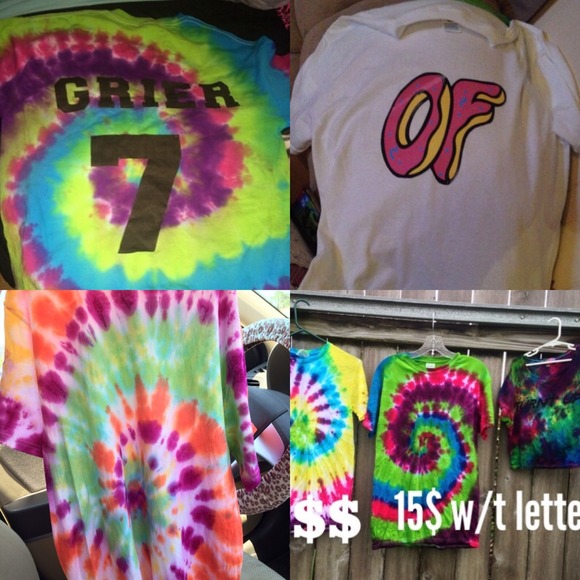 tie dye and printed shirts