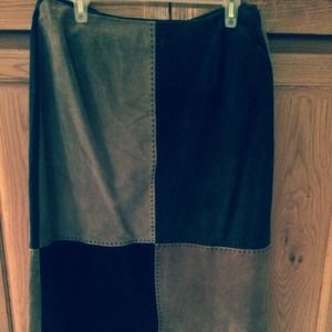 14W Suede Skirt - Tan & Brown Colorblock