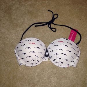 White push up bikini top with navy birds