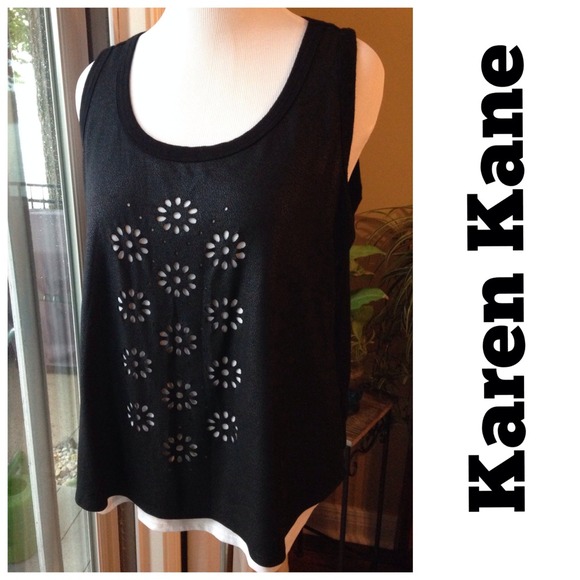 Karen Kane Tops - Black Laser Cut Tank