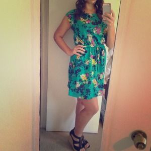 Teal floral day time dress
