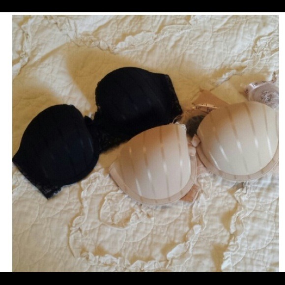 Two beautiful strapless bras.
