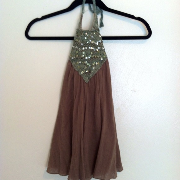 Jolie & Beau Boho hippie green halter S