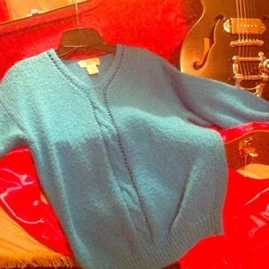 ❄️⛄️80's TURQUOISE SWEATER - 3/4 sleeves & band