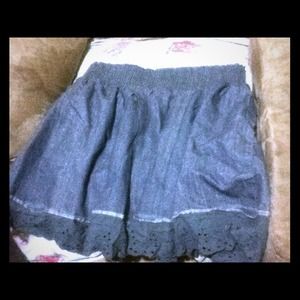 Sparkly ruffled grey high waisted skirt