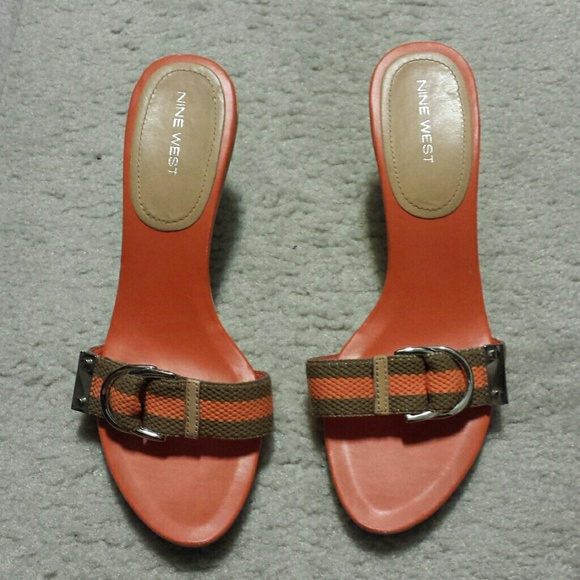 Nine West size 10 brown and orange high heels