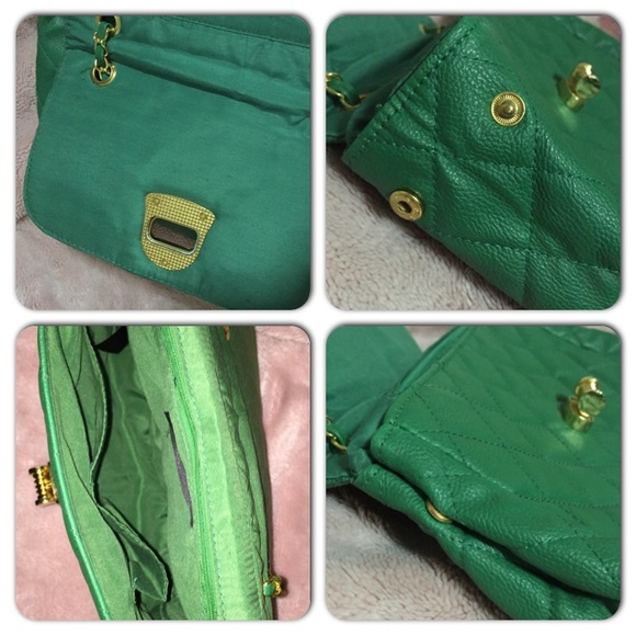 Green Vegan Leather Quilted Bag - Picture 3 of 3