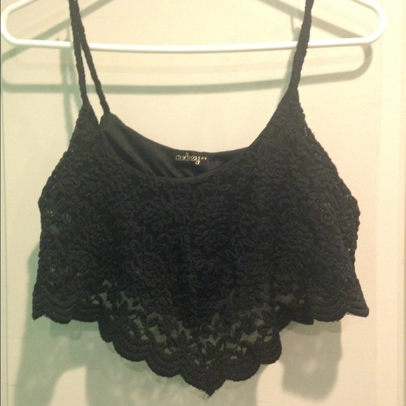 Black Lace crop top small new