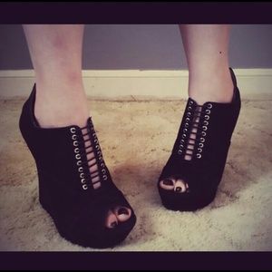 Black Laced Wedges by Dollhouse