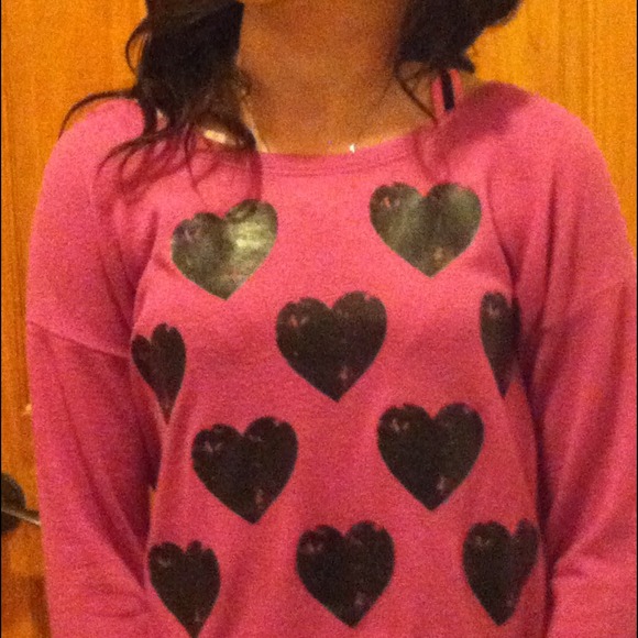 Modern Lux purple love sleeved heart shirt/sweater