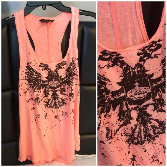 Neon coral racer back tank