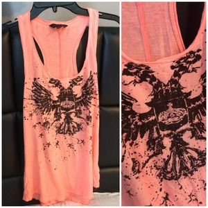 Neon coral racer back tank