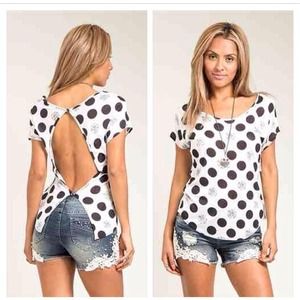 Open back polka dot Tee