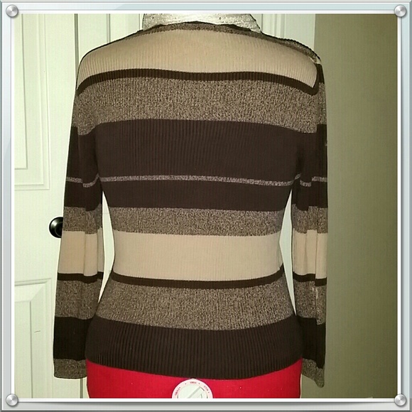 Cute Multi Brown Stripped Sweater - Picture 2 of 2