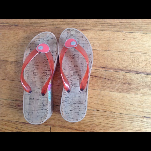 BCBG Girl orange flip flops