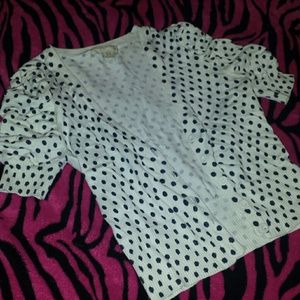 Short polka dot cardigan.