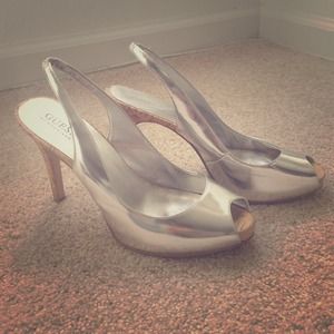 GUESS peep toe sling back heels