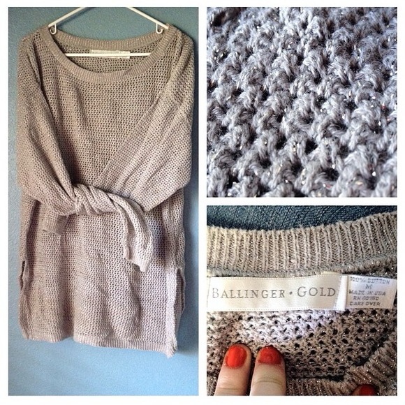 Silver and Gray Loose Crochet Sweater