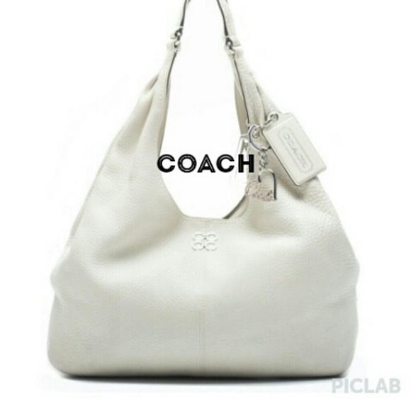 white leather handbag