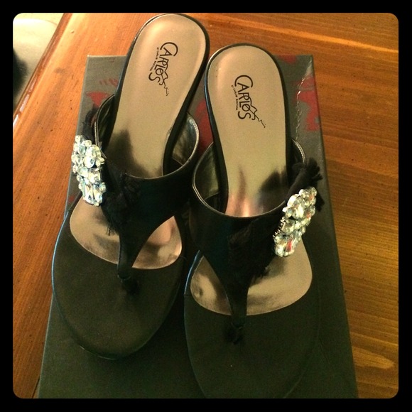 🌟REDUCED🌟 Carlos Santana Black Wedge Flip Flop