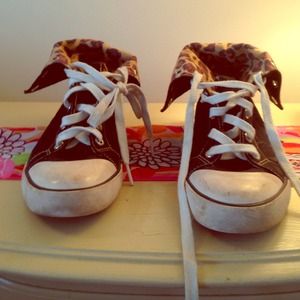 Coach black leopard print high top sneakers