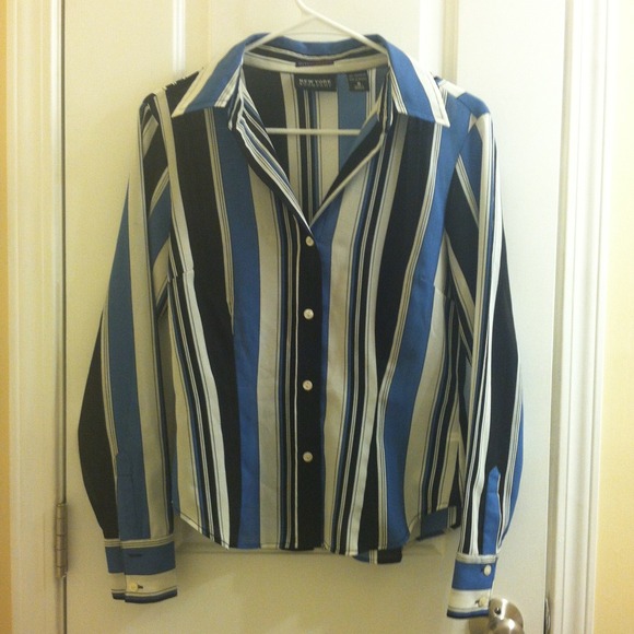 Blue, black, and white shirt