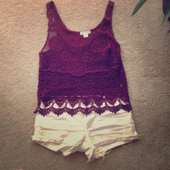 Cotton On Tops - CottonOn Lace Burgundy Layering Tank