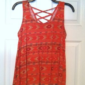Tribal Print tank with criss-cross back