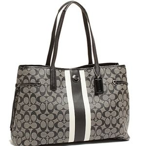 Coach signature stripe  large carryall bag F2309