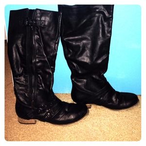 Black leather boots