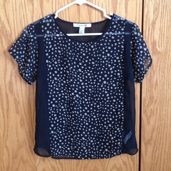 Forever 21 black/polka dot blouse